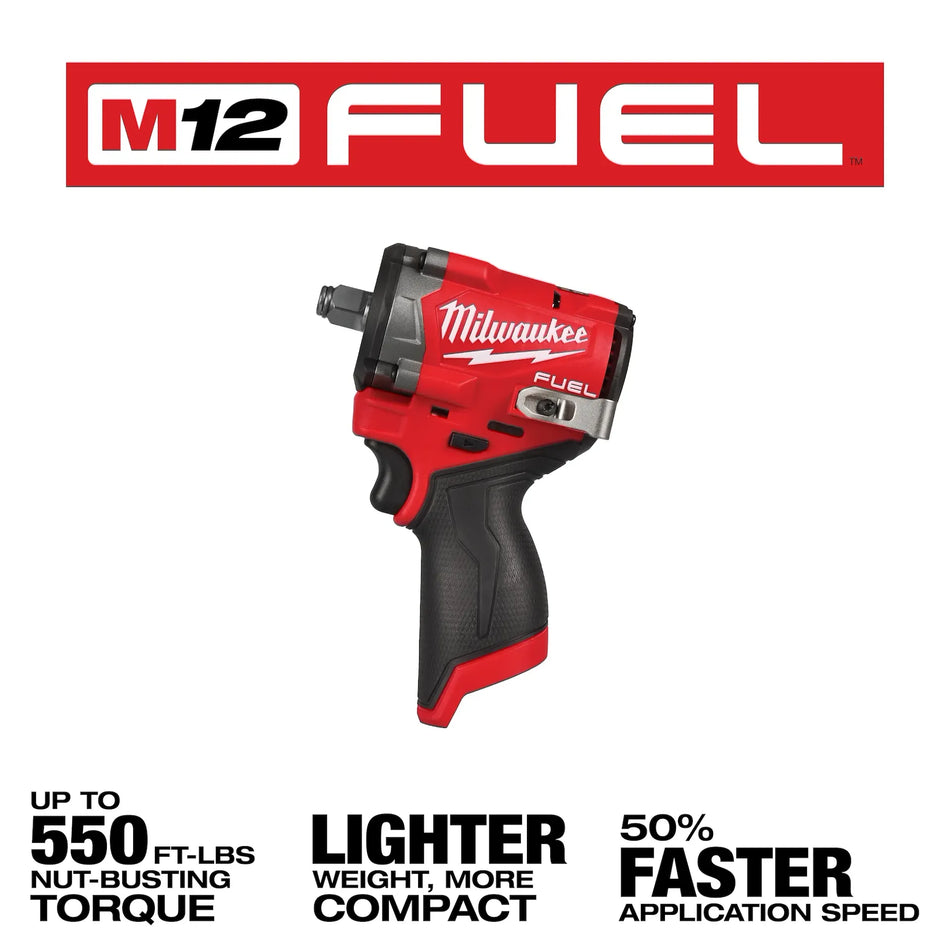 Milwaukee M12 FUEL™ Stubby 1/2" Impact Wrench 2563-20 (Tool Only)