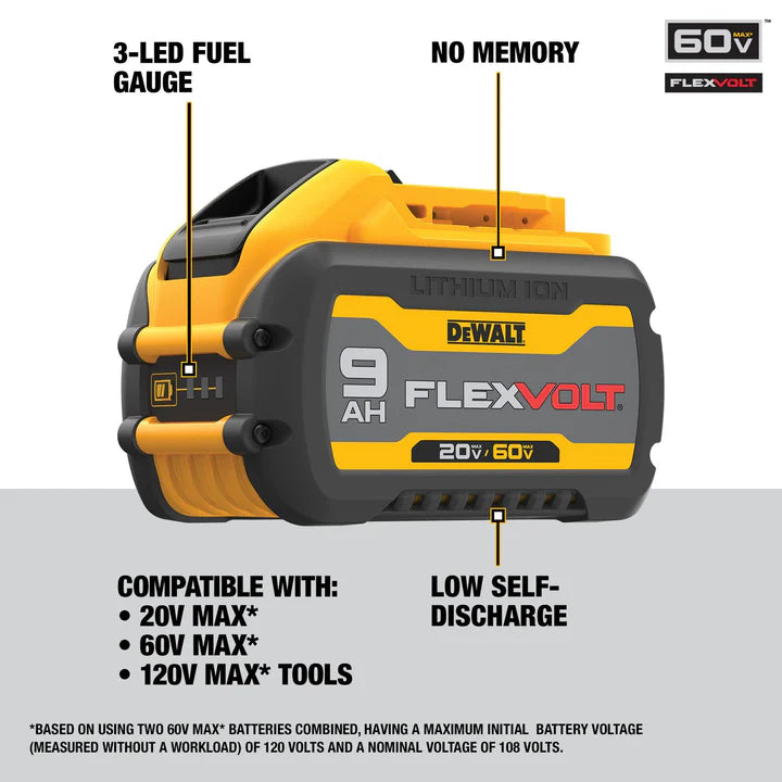 DEWALT 20V/60V MAX FLEXVOLT Lithium-Ion 9.0Ah Battery and Charger Starter Kit DCB609C