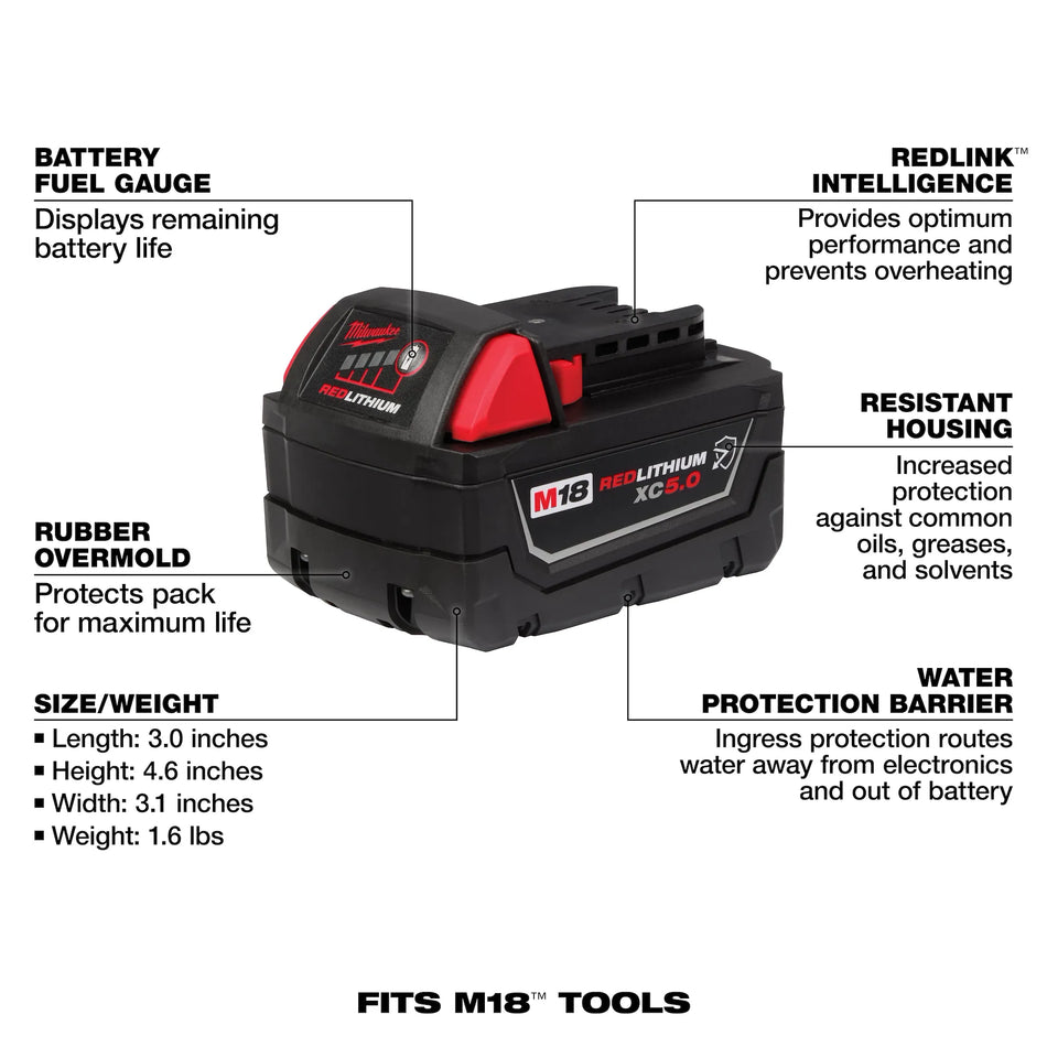 Milwaukee M18™ REDLITHIUM™ XC5.0 Extended Capacity Battery Pack 48-11-1850