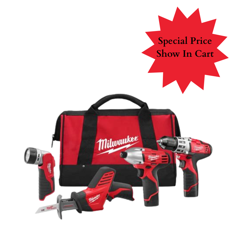 Milwaukee 2492-24 M12 4 Tool Combo Kit (Open Box)