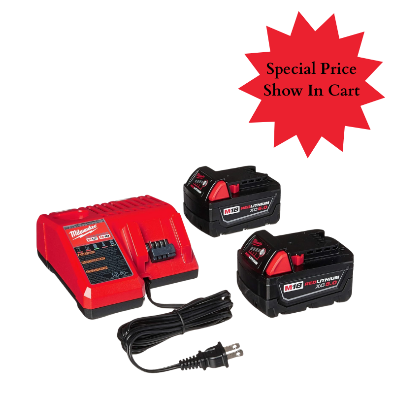 Milwaukee 48-59-1850 Red Lithium Battery Kit with Charger and XC 5.0ah Battery (Open Box)
