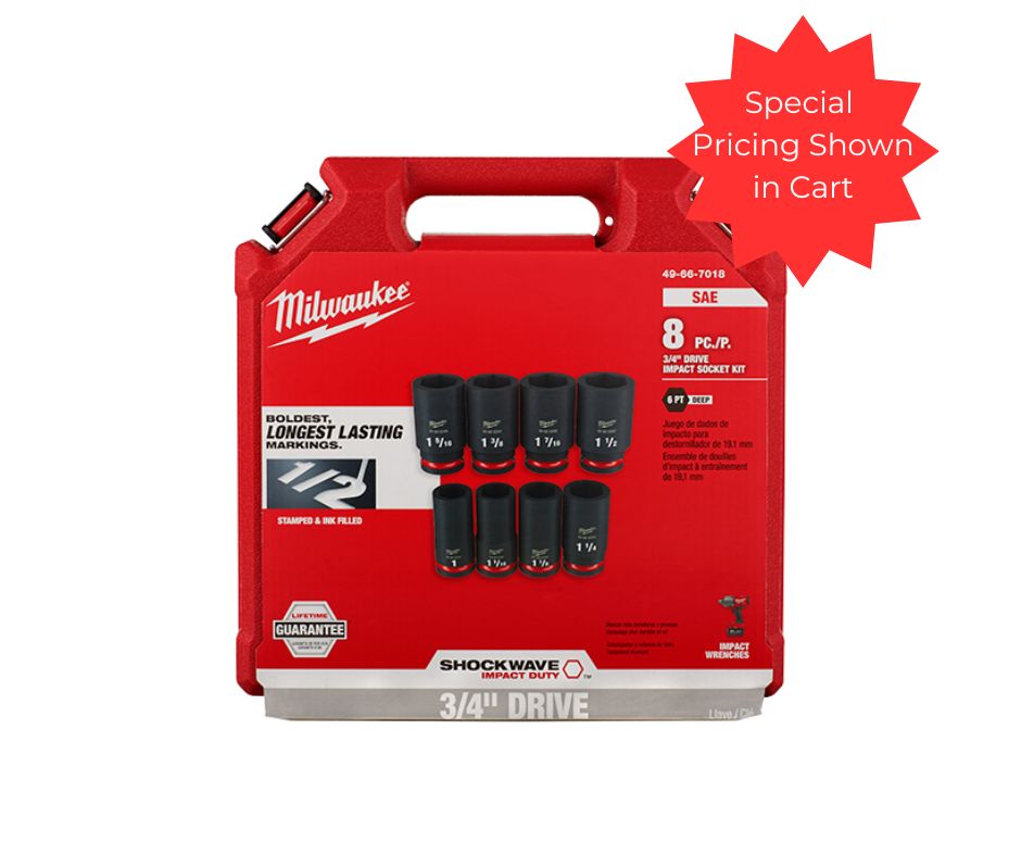 Milwaukee 49-66-7018 3/4" Drive Impact Socket Kit 8PC (Open Box)